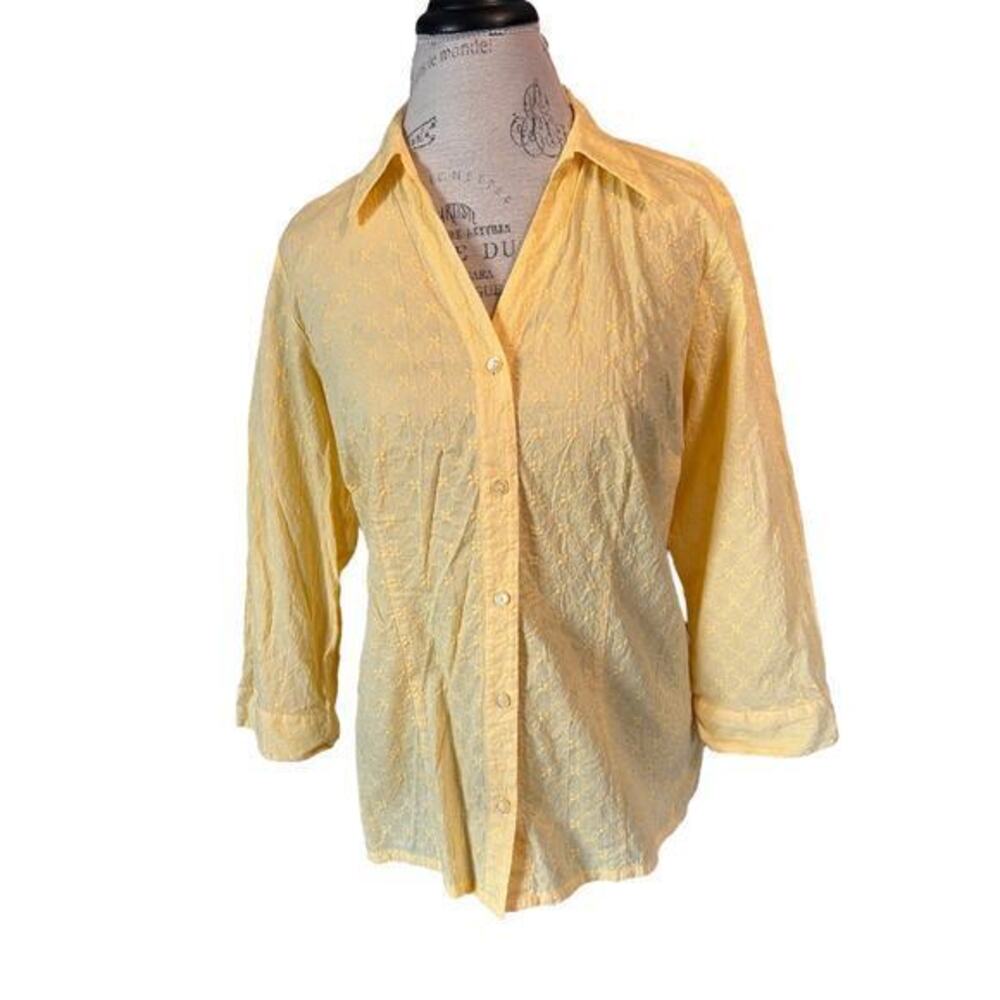 Liz Claiborne First Issue 100% cotton embroidered, long sleeve, button up blouse